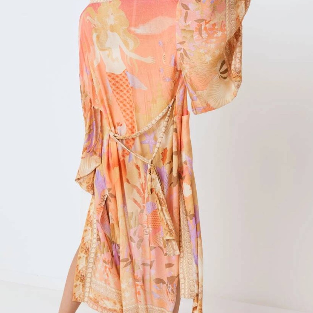 BOHO Chic Floral print Kimono cardigan orange - Picture 5 of 10